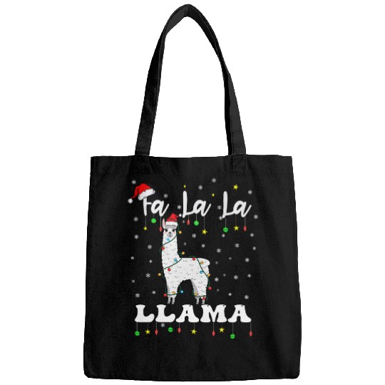 Llama Pet Fa La La LLama Christmas Lamma Lama Tree Lights Santa Family Bags