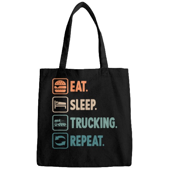 Truck Fun Trucker Tractor Trailer 18 Wheeler Eat Sleep Trucking Repeat Bags