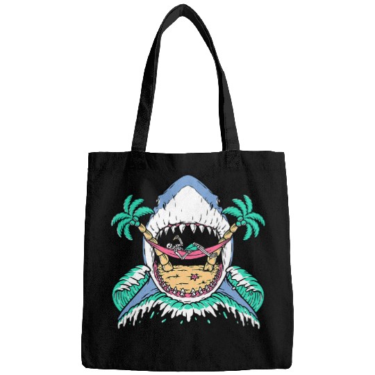 Shark Pet Skull Shark Attack Skeletons On The Beach Bags