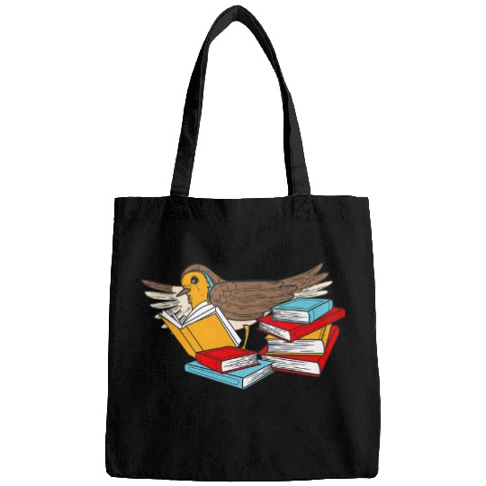 Book Fun robin reads book bird park bird fan bookworm 0 Bags