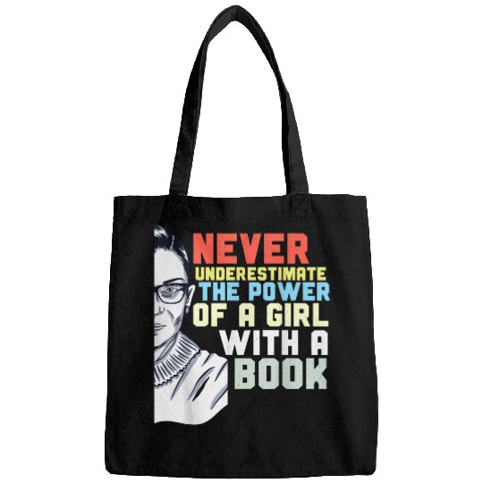 Book Fun Ruth Bader Ginsburg RBG Quote Girl With a Book Feminist 16 Bags