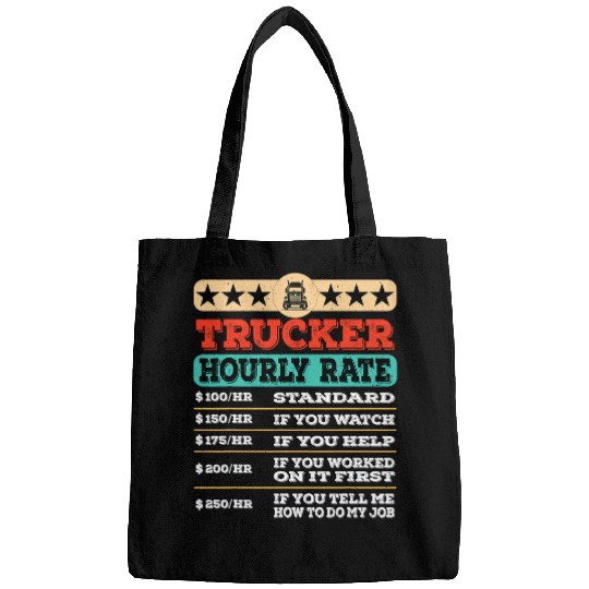 Truck Fun Hourly Rate Joke Distressed Labor Union Rate Bags