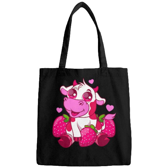 Cow Pet Cute Kawaii Strawberry Cow Barnyard Animal Graphic Bags