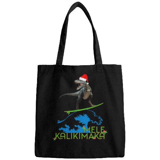 Dinosaur Pet Surf T rexs Surfing Mele Kalikimaka Surfboard Dinosaur Funny Kids Bags
