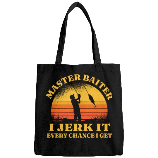 Fishing Fun Funny Professional Master Baiter Fishermen Adult Humor Bags
