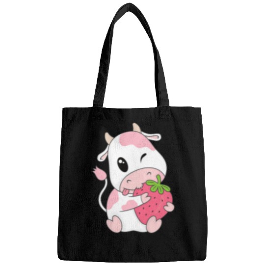 Cow Pet Cute Pink Strawberry Cow Print Kawaii Animal Bags
