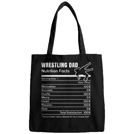 Sport Wrestling MMA wrestler Funny DAD nutrition facts theme Bags