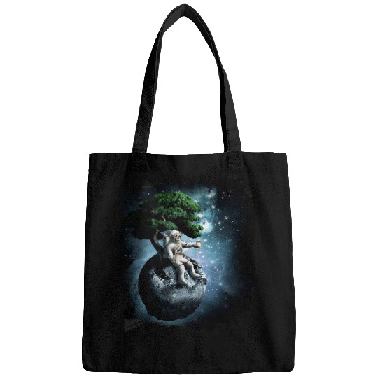 Astronaut Job Skeletons Astronaut Drinking Bourbon On Bonsai Tree Moon Bags