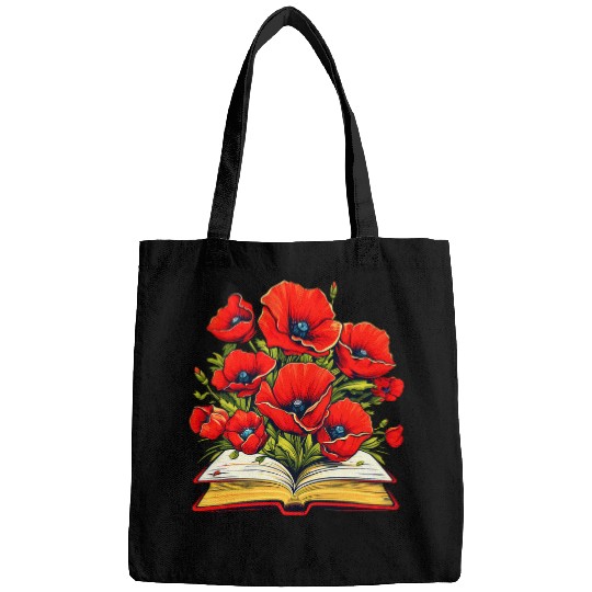 Book Fun Poppies Flowers Book Red Poppy Floral Bags