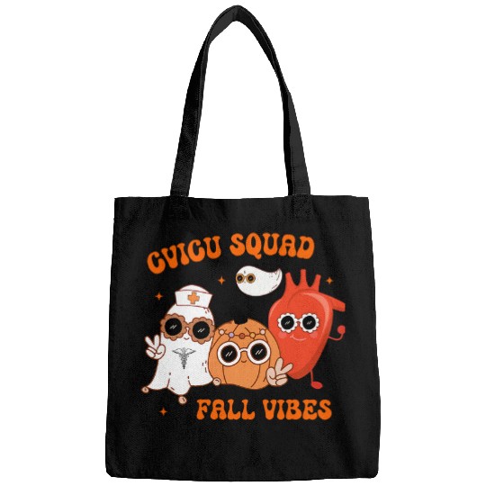 nurses Job CVICU Squad Fall Vibes Halloween Cardiovascular ICU nurses Bags