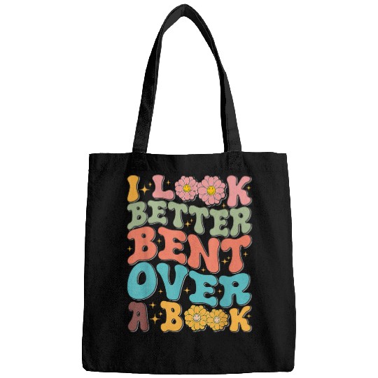 Book Fun I Look Better Bent Over A Book Retro Groovy Back To School Bags