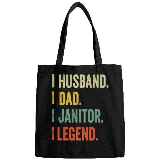 Funny Husband Dad Janitor Legend vintages 2Retro Bags