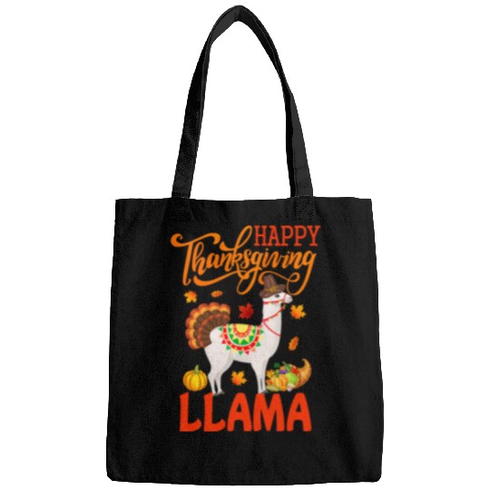 Llama Pet Happy Thanksgiving Llama Costume Turkey Fall Leaves Lover Bags