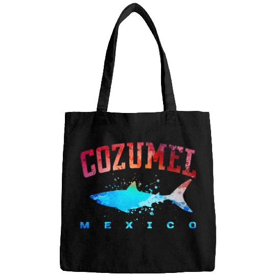 Shark Pet COZUMEL MEXICO Beach Vacation Great White Shark Art Vintage Bags