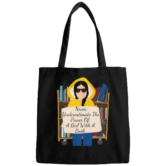 Book Fun Feminist Quote A Girl With Book Ruth Bader Ginsburg Funny Bags