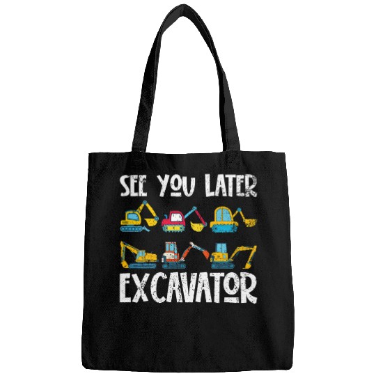 Excavator Fun Digger Funny Construction Work Vehicle Bags
