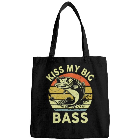 Fishing Fun kisss My Big Bass Fish Dad Kids Youth Boy Women Funny Fishing Bags
