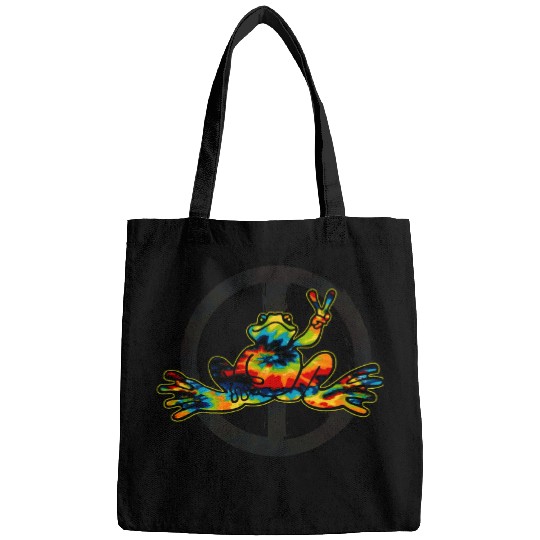 Frog Pet Cool Peace Frog Tie Dye 1960s Fashion Nonconformists Bags