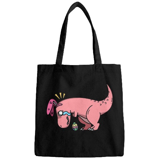 Dinosaur Pet easter dinosaur trex egg hunt is on basket Bags