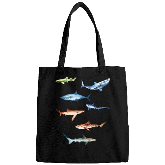 Shark Pet Colorful Shark Species Types Marine Sea Life Family Clothing Bags
