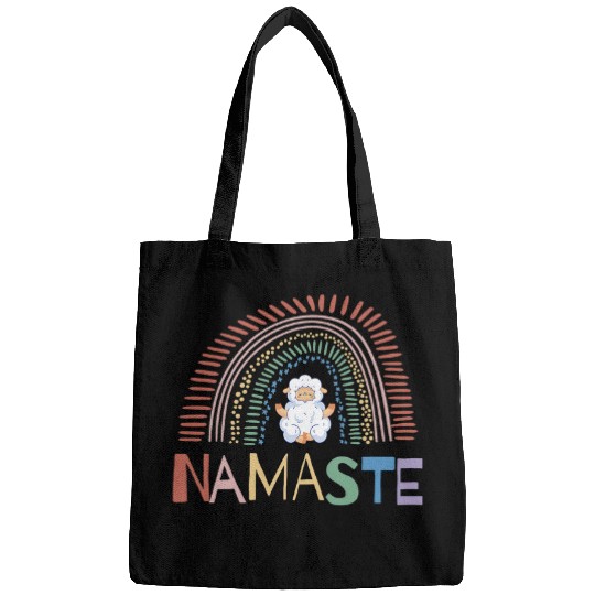 Sheep Pet Namaste Sheep Rainbow Spirituality Buddha Tree of Life Bags