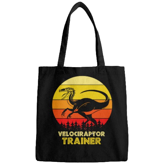 Dinosaur Pet Velociraptor Retro Sunset Colorful Dino Trainer Bags