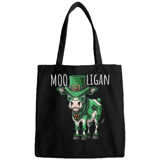 Cow Pet Funny St Patricks Day Hooligan Mooligan Cow St Paddy Party 05 Bags