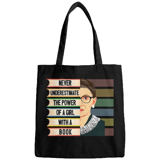 Book Fun Feminist Ruth Bader Ginsburg RBG Quote Girl With Book Women 8 Bags