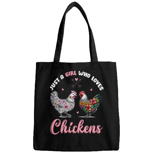 Chicken Pet A Girl Loves Chickens Lady Poultry Floral Print Farmer Girl Bags