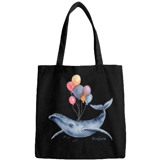 Whale Pet Creatures Balloon Illustration Beautiful Cute Watercolor Hand Painted Sty Bags