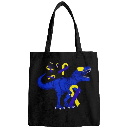 Dinosaur Pet World Down Syndromes Awareness Boho Rainbow Dinosaur Dino Kid 1 Bags