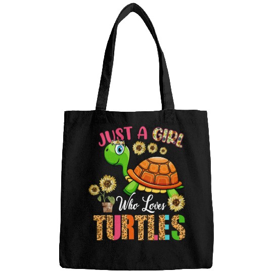 Turtle Pet Just A Girl Who Loves Turtles Cute Sunflowers Bags