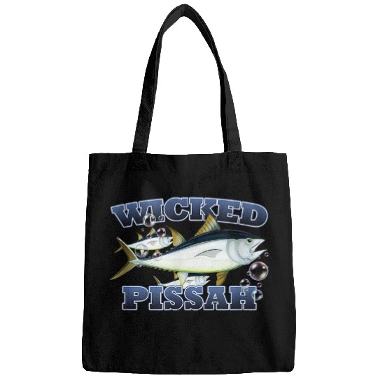Fishing Fun Wicked Pissah Bluefin Tuna Fish Illustration Fishing Bags