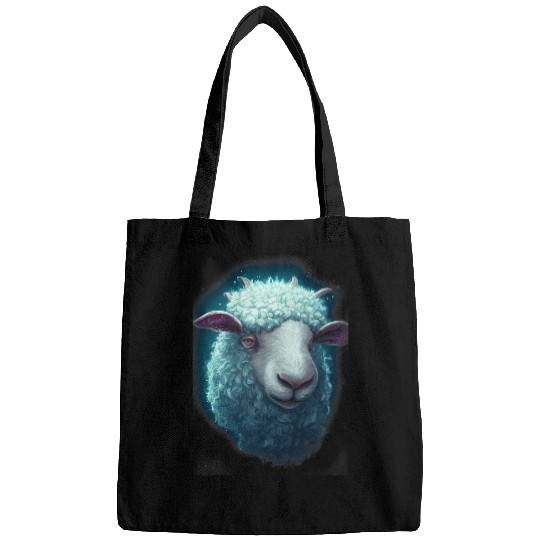 Sheep Pet Face Light Blue Fur Animal Lover Bags