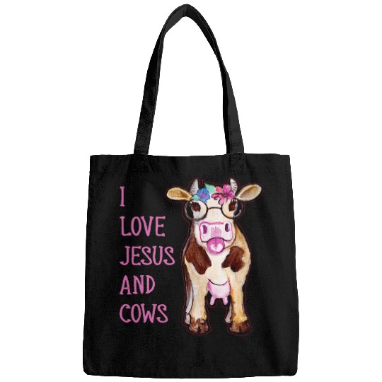 Cow Pet I Love Jesus And Cows Floral Lover Owner Cute Womens Quote Bags