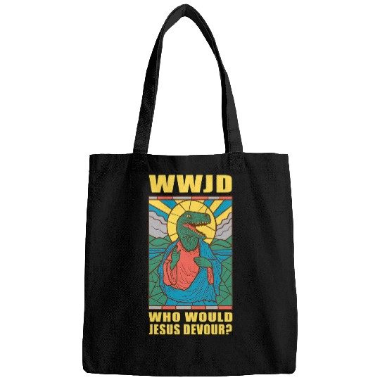 Dinosaur Pet WWJD Who Would Jesus Devour a Jesus Trex Bags
