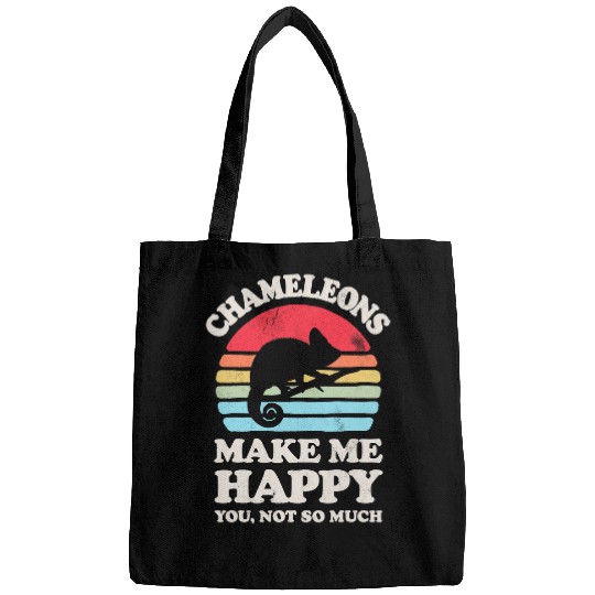 Chameleon Pet Make Me Happy Funny Lizard Reptile Lover Retro Bags