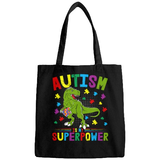 Autism Puzzle Dino Kids Autism is my Superpower Family Dinosaur Bags