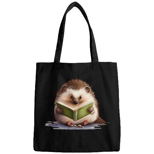 Book Fun Porcupine Reading Book Funny Hedgehog Book Lover Bags