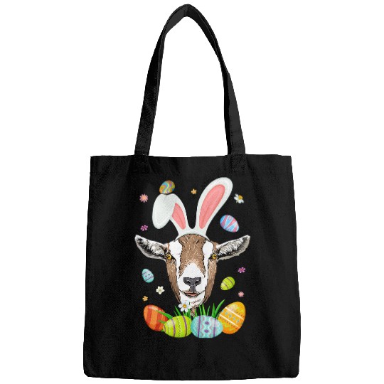 Goats Pet Face With Bunny Ears Colorful Eggs Easter Day Kids Bags