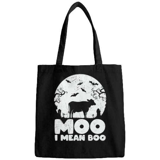 Cow Pet Funny Halloween Moo I Mean Boo 2Cow Bats Graveyard Costume Bags