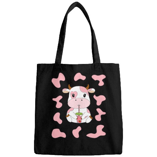 Cow Pet Cute Strawberry Cow with Strawberry Milk and Pink Cow Print Bags