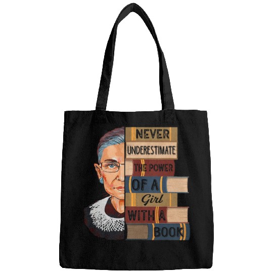 Book Fun Feminist Ruth Bader Ginsburg RBG Quote Girl With Book Women 5 Bags