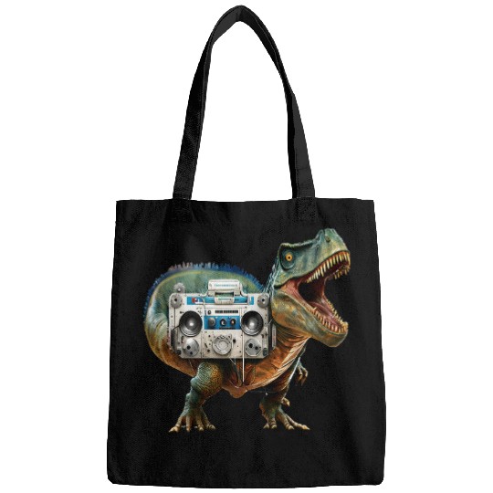 Dinosaur Pet TRex Dino Hip Hop Boombox Oldschool Music vintages 80s Music Bags
