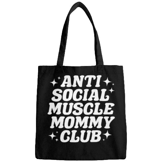 Funny antis Social Muscle Mommy Club Groovy Bags