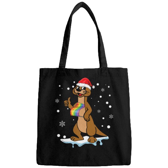 Otter Pet Otter Costume Gay LGBTQ Pride Otter Santa Holiday Christmas Bags