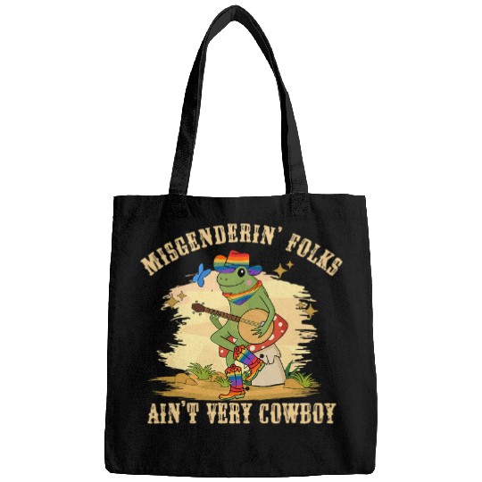 Frog Pet Funny Gay Frog Toad Misgenderin Folks Aint Very Cowboy Bags