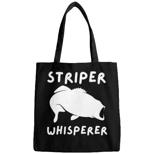 Fishing Fun Striper Whisperer Striped Bass Fish Illustration Fishing Bags