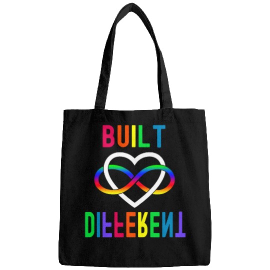 Autism Puzzle Built Different Rainbow Infinity Bags