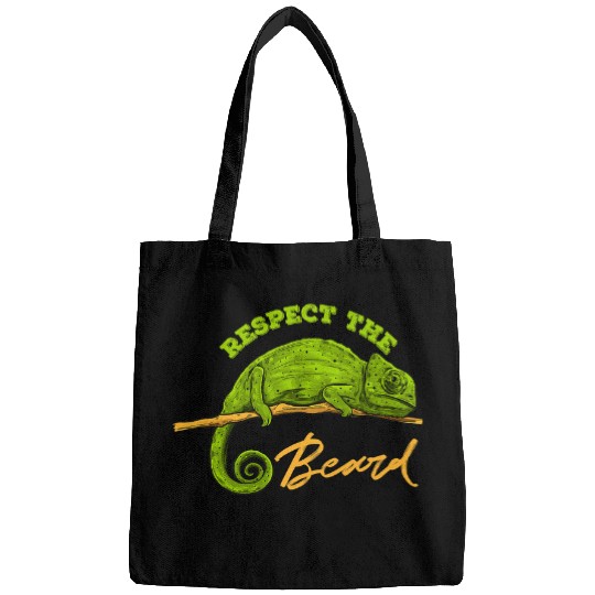 Chameleon Pet respect the beard Design for a chameleon fan Bags